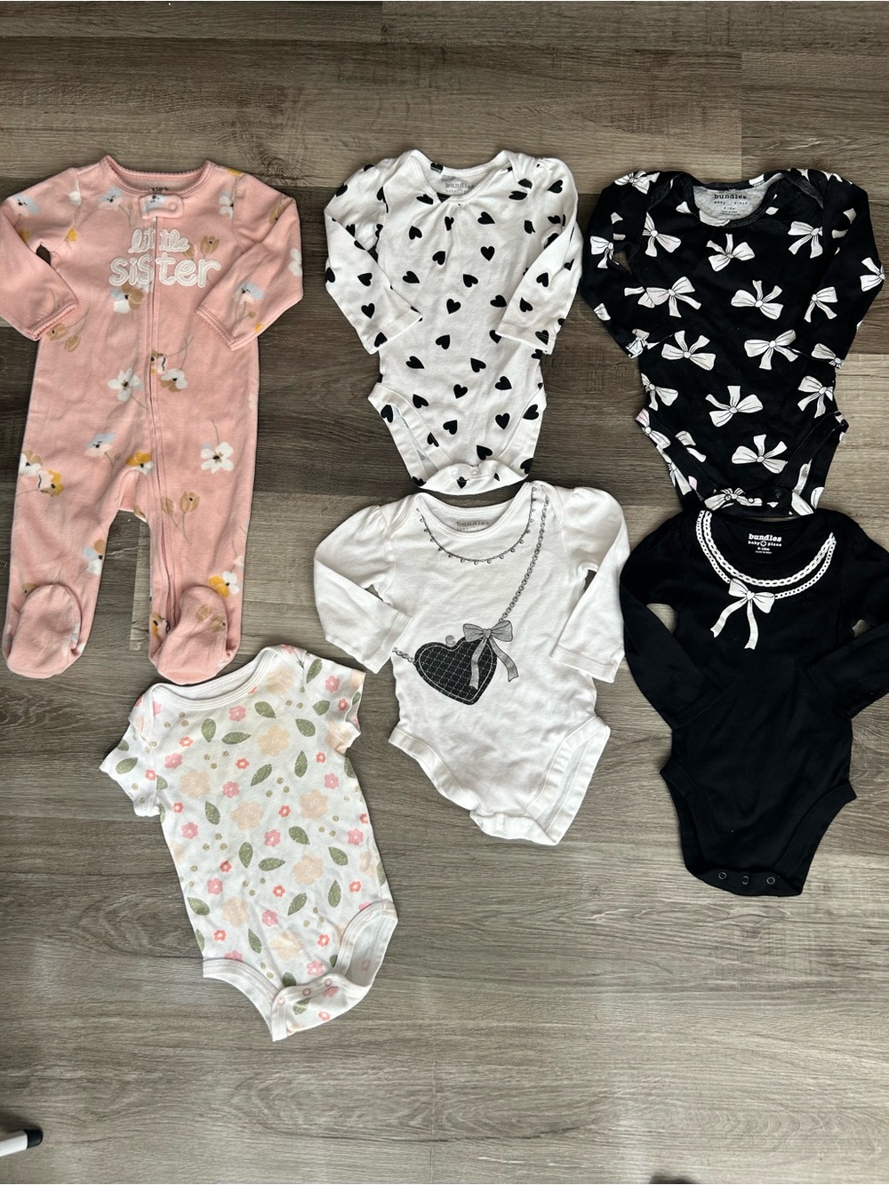 Carter's Mixed Girls One-Piece Bodysuits and Sleeper - Pink, White, Black
